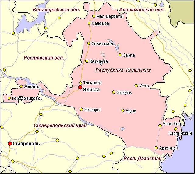Карта Калмыкии