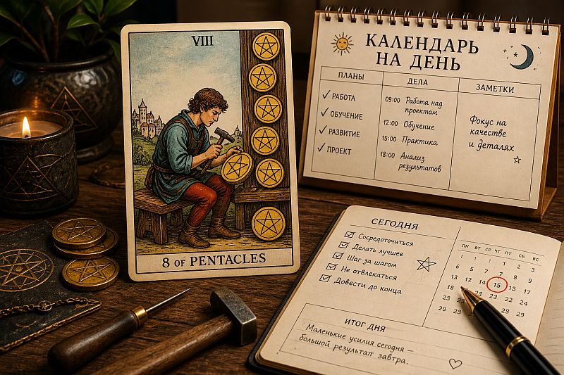 8 пентаклей в Таро
